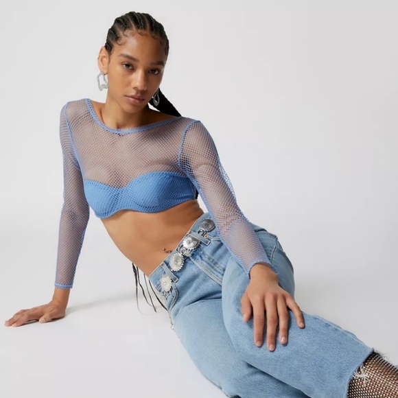 Urban outfitters under overdrive mesh long sleeve top - Picture 1 of 7